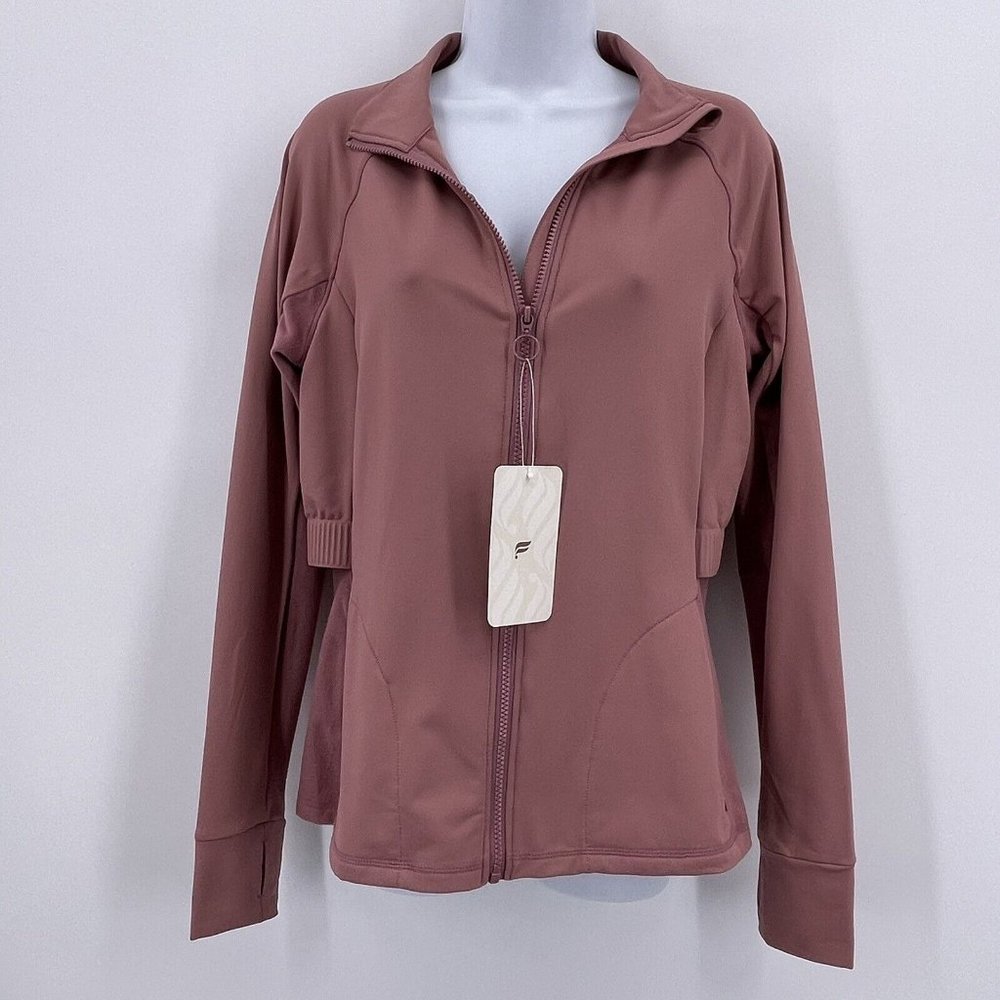 Fabletics Sz L Pink Rosalia Jacket Slim Fit Athletic Running Casual NWT $84